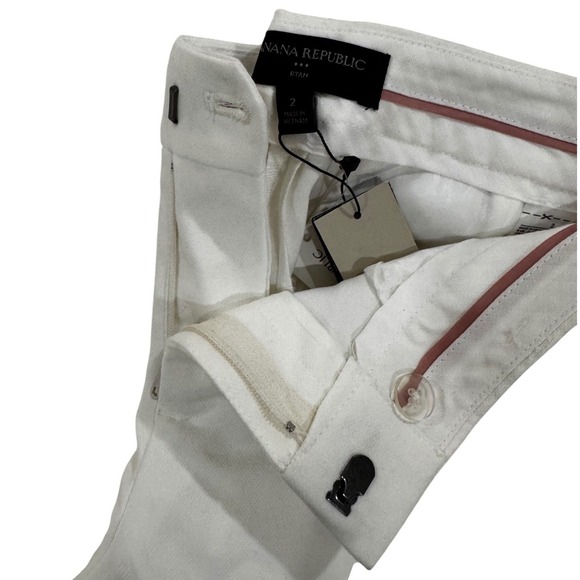 Banana Republic Ryan Straight Leg Pants Women 2 White NEW Mid Rise Slim Fit - Picture 8 of 12